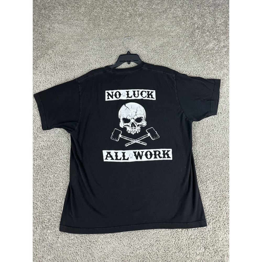 The Drive Clothing Shirt Mens Extra Large Black Whit3 Skull No Luck All Work